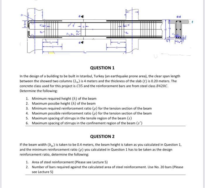 Question 2 If The Beam Width Bw Is Taken To Be 0 4 Meters The Beam Height Is Taken As You Calculated In Question 1 A 6