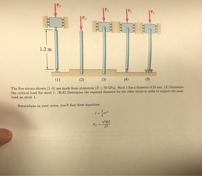 0 Ps 1 2 M 1 2 3 5 The Five Struts Shown 1 5 Are Made From Aluminum E 70 Gpa Strut 1 Has A Diameter Of 25 1