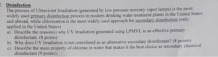 2 Disinfection The Process Of Ultraviolet Irradiation Generated By Low Pressure Mercury Vapor Lamps Is The Most Widel 1