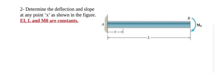 2 Determine The Deflection And Slope At Any Point X As Shown In The Figure Ei L And Mo Are Constants M 1