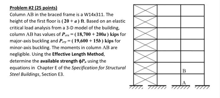 Problem 2 25 Points Column Ab In The Braced Frame Is A W14x311 The Height Of The First Floor Is 20 A Ft Based O 1