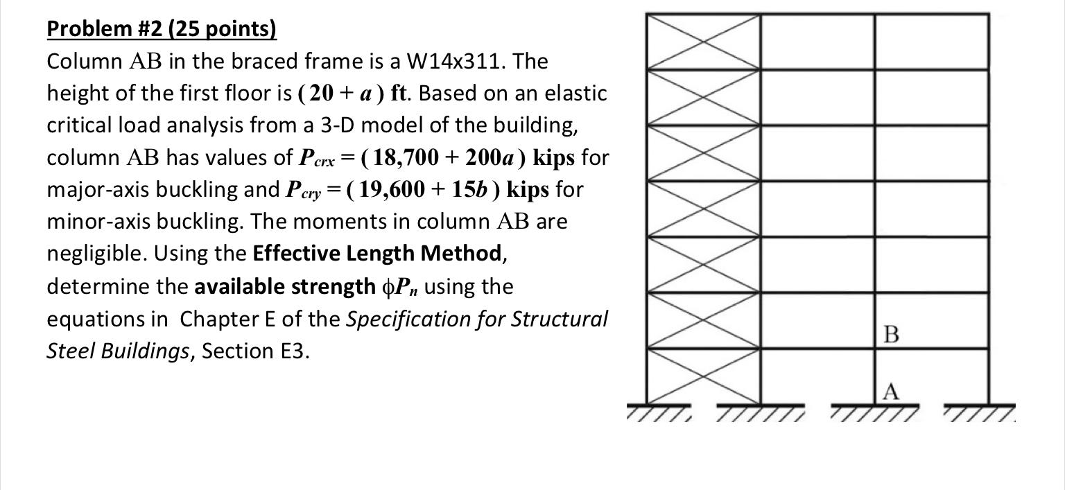 Problem 2 25 Points Column Ab In The Braced Frame Is A W14x311 The Height Of The First Floor Is 20 A Ft Based 1