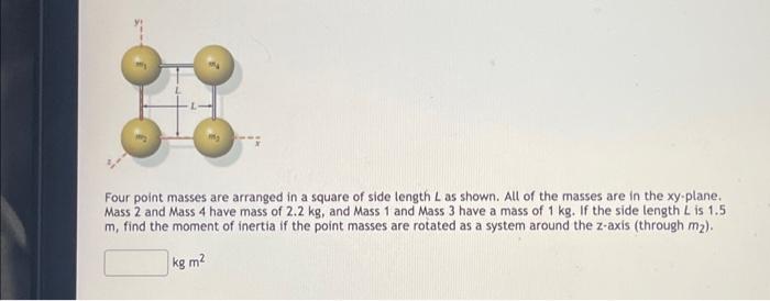 Four Point Masses Are Arranged In A Square Of Side Length L As Shown All Of The Masses Are In The Xy Plane Mass 2 And 1