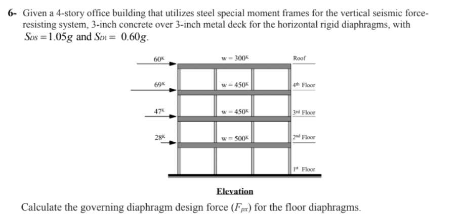 6 Given A 4 Story Office Building That Utilizes Steel Special Moment Frames For The Vertical Seismic Force Resisting S 1