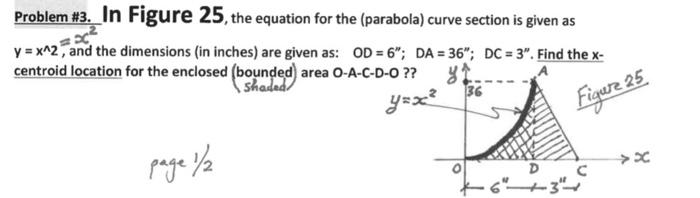Problem 3 In Figure 25 The Equation For The Parabola Curve Section Is Given As Y X 2 And The Dimensions In Inc 1