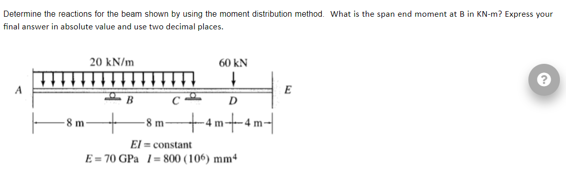 Determine The Reactions For The Beam Shown By Using The Moment Distribution Method What Is The Span End Moment At B In 1