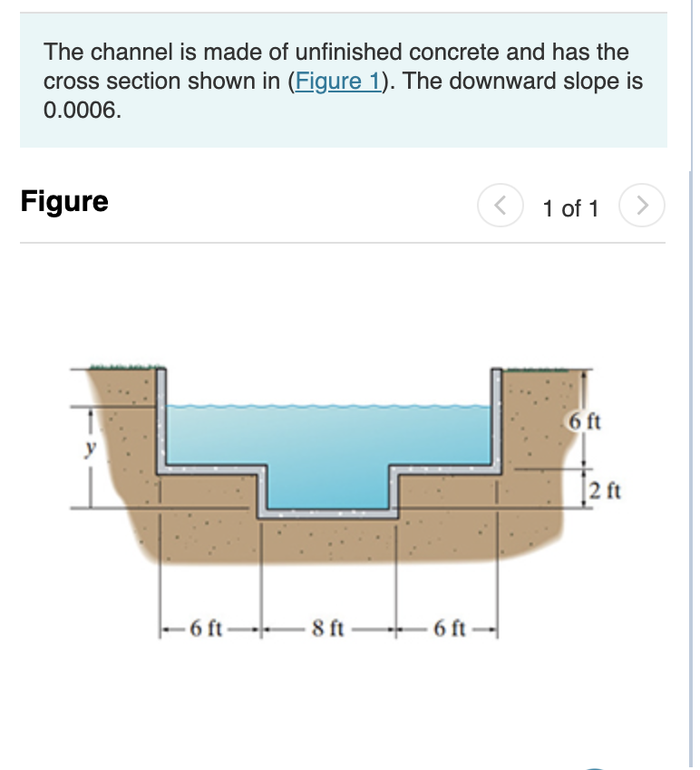 The Channel Is Made Of Unfinished Concrete And Has The Cross Section Shown In Figure 1 The Downward Slope Is 0 0006 1