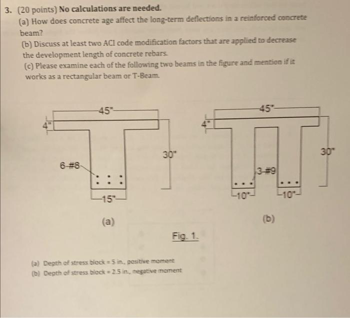 3 20 Points No Calculations Are Needed A How Does Concrete Age Affect The Long Term Deflections In A Reinforced Co 1