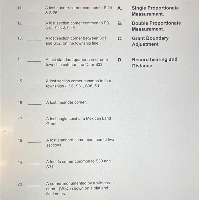 11 A Lost Quarter Corner Common To S 24 S 25 A Single Proportionate Measurement Double Proportionate Measuremen 1