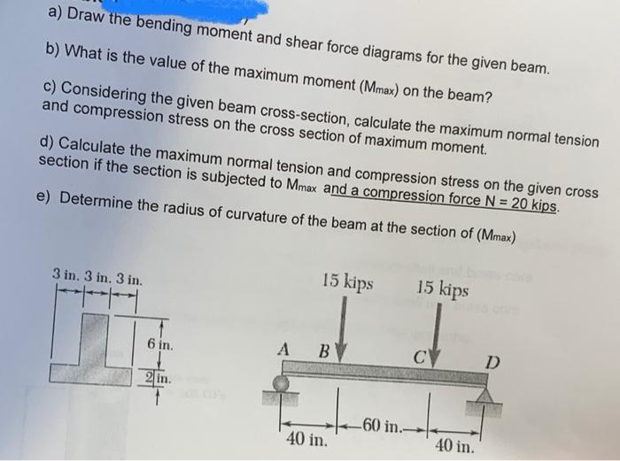 A Draw The Bending Moment And Shear Force Diagrams For The Given Beam B What Is The Value Of The Maximum Moment Mmax 1