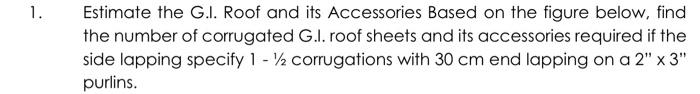 1 Estimate The G I Roof And Its Accessories Based On The Figure Below Find The Number Of Corrugated G I Roof Sheets 1