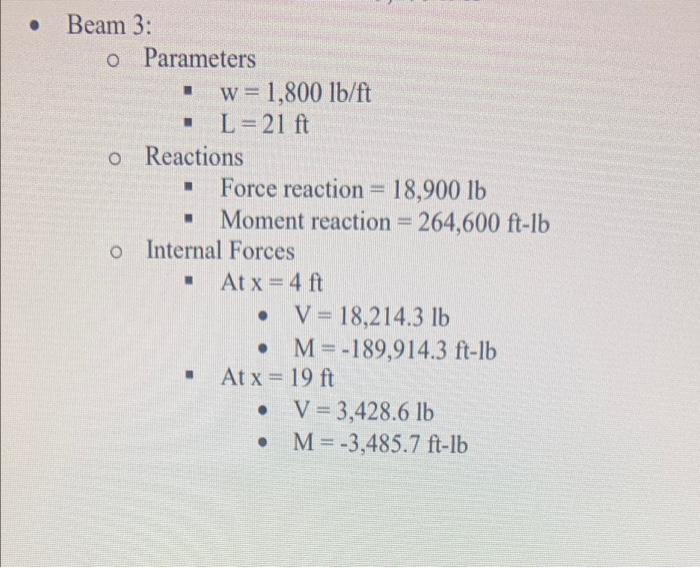 Cantilevered Beam With Triangular Load W L Beam 3 O Parameters W 1 800 Lb Ft L 21 Ft O Reactions Force Reaction 2