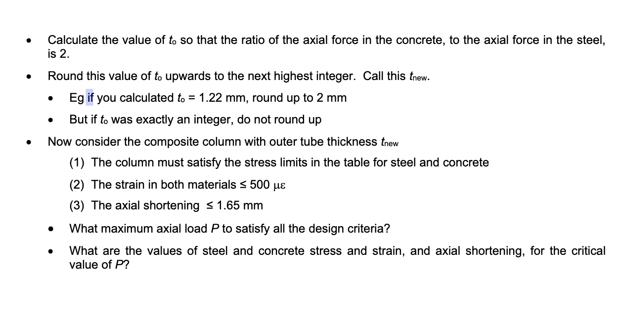 Do Mm 200 To Mm L Mm 3000 Fsteel Max Mpa 135 Fconcrete Max Mpa 22 2