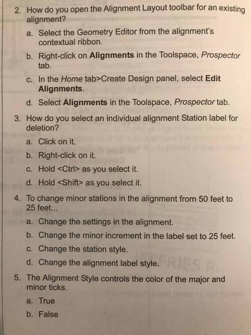 2 How Do You Open The Alignment Layout Toolbar For An Existing Alignment A Select The Geometry Editor From The Alignm 1
