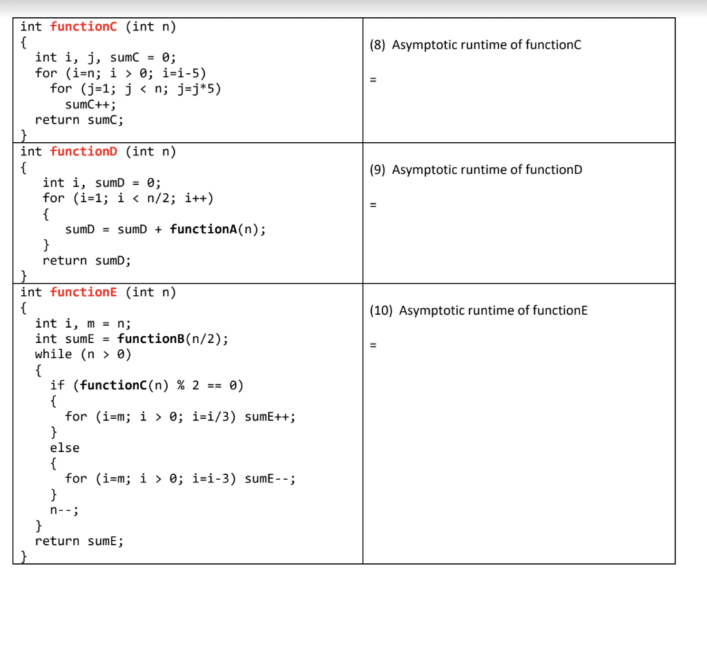 8 Asymptotic Runtime Of Function 9 Asymptotic Runtime Of Functiond Int Function Int N Int I J Sumc 0 For I 1