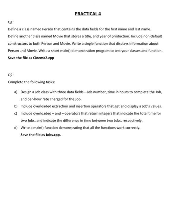 Practical 4 Q1 Define A Class Named Person That Contains The Data Fields For The First Name And Last Name Define Anoth 1