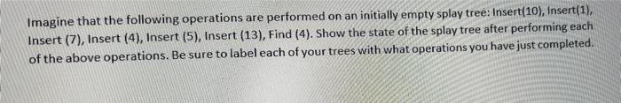 Imagine That The Following Operations Are Performed On An Initially Empty Splay Tree Insert 10 Insert 1 Insert 7 1
