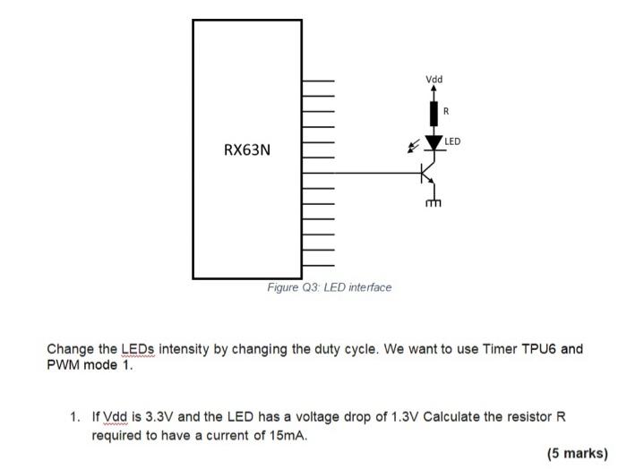 Vdd R Led Rx63n Figure 23 Led Interface Change The Leds Intensity By Changing The Duty Cycle We Want To Use Timer Tpu6 1