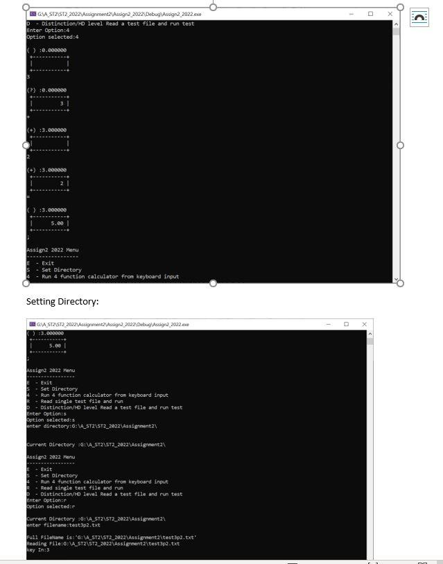 This Has Tasks To Make To Make A Four Function Calculator E Exit S Set Directory 4 Run 4 Function Calculator F 1