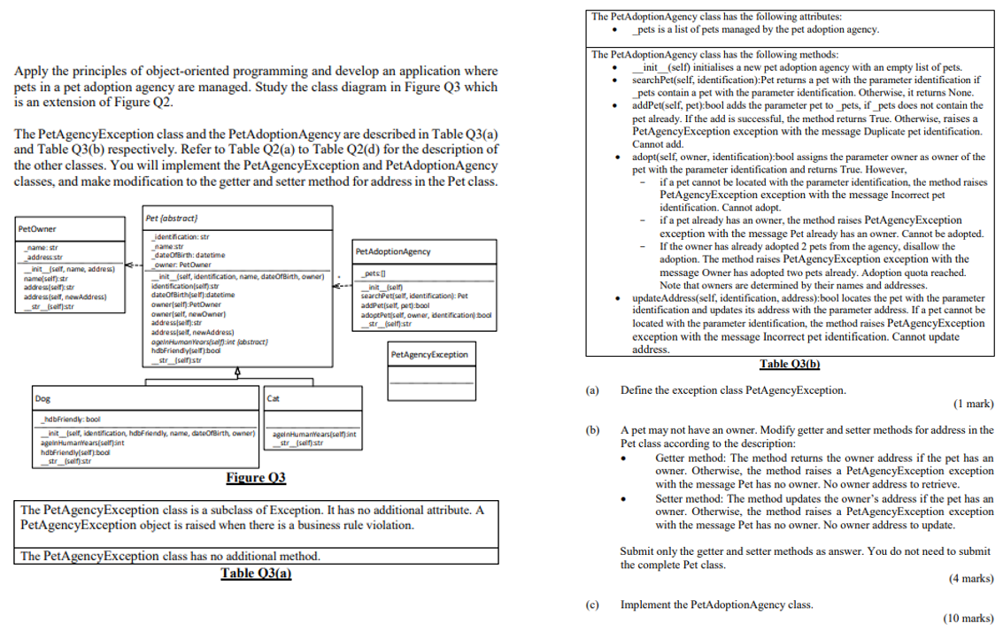 Please Answer Part A D Using Oop Python Thank You 1 Mark Submit Only The Getter And Setter Methods As Answer You Do 2