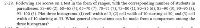 2 29 Following Are Scores On A Test In The Form Of Ranges With The Corresponding Number Of Students In Parentheses 55 1