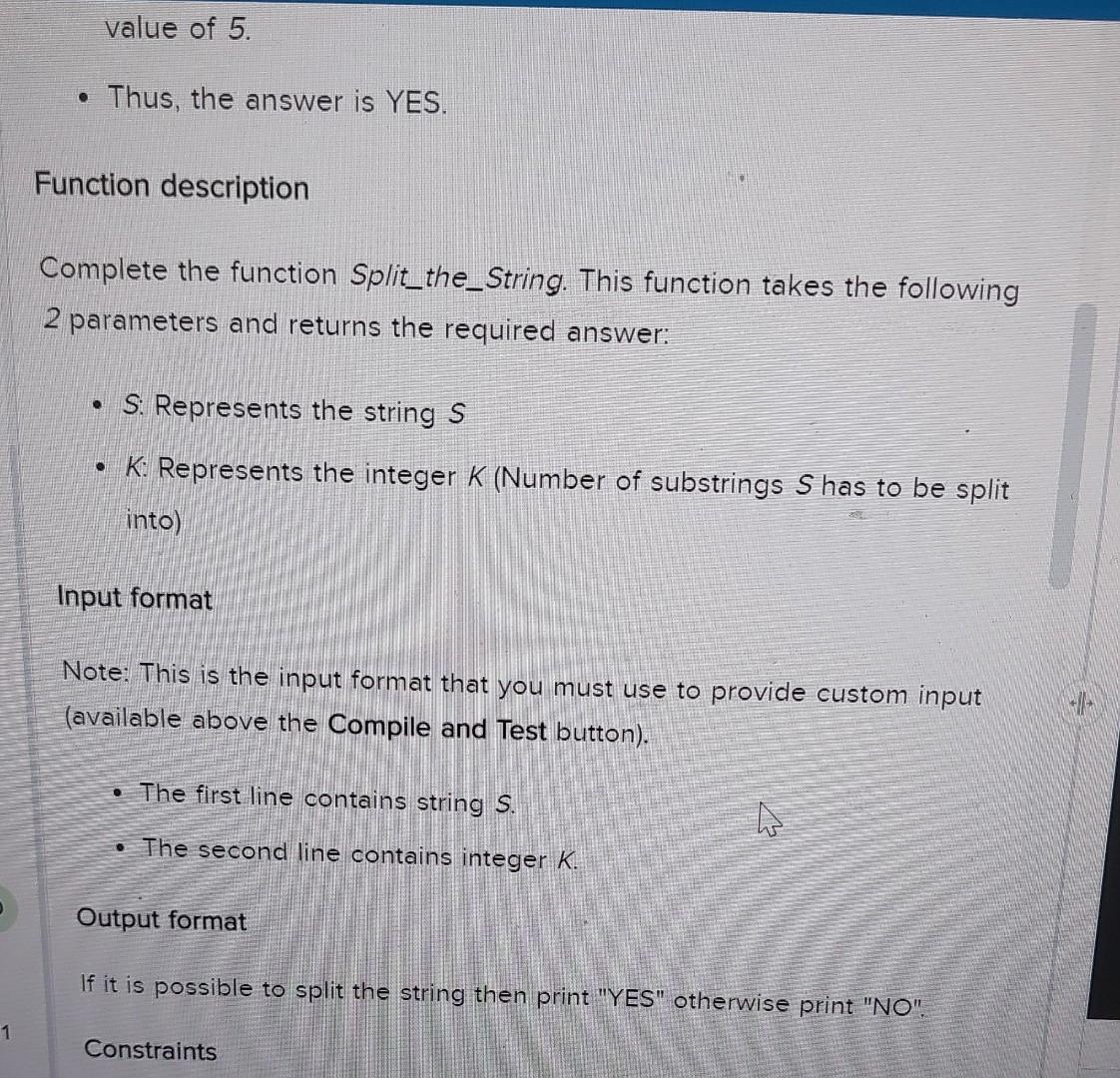 You Are Given A Binary String S Consisting Of O S And 1 S You Have To Tell Whether It Is Possible To Split The String I 2