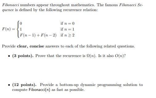 Fibonacci Numbers Appear Throughout Mathematics The Famous Fibonacci Se Quence Is Defined By The Following Recurrence 1