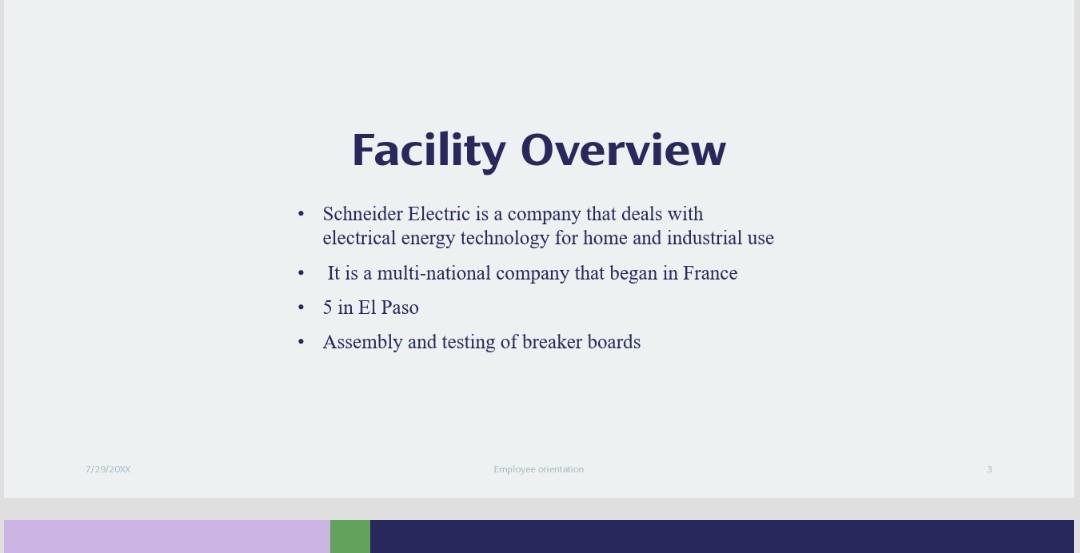 Facility Overview Schneider Electric Is A Company That Deals With Electrical Energy Technology For Home And Industrial 1