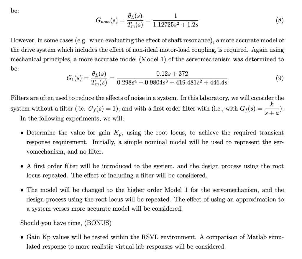 Experiment 2 2nd Order Model With Filter Often A Filter Is Used For Noise Suppression And Improving Frequency Response 2