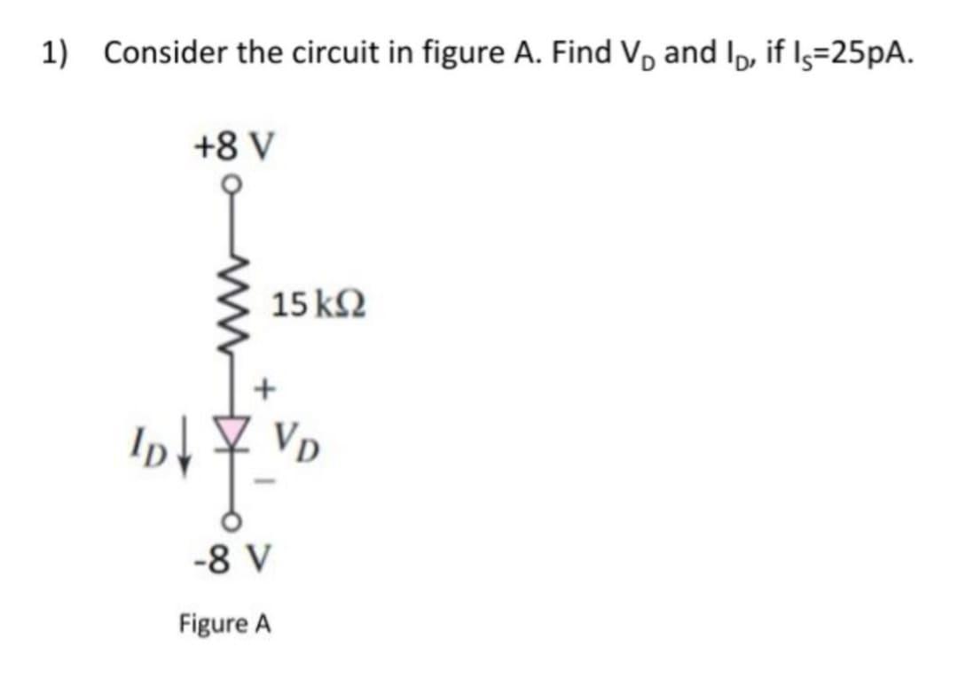 1 Consider The Circuit In Figure A Find V And Lo If Is 25pa 8 V 15 K92 1p1 7 Vp 8 V Figure A 1