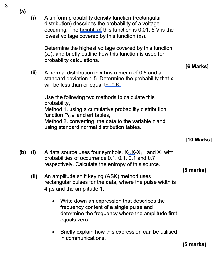3 A 0 A Uniform Probability Density Function Rectangular Distribution Describes The Probability Of A Voltage Occu 1