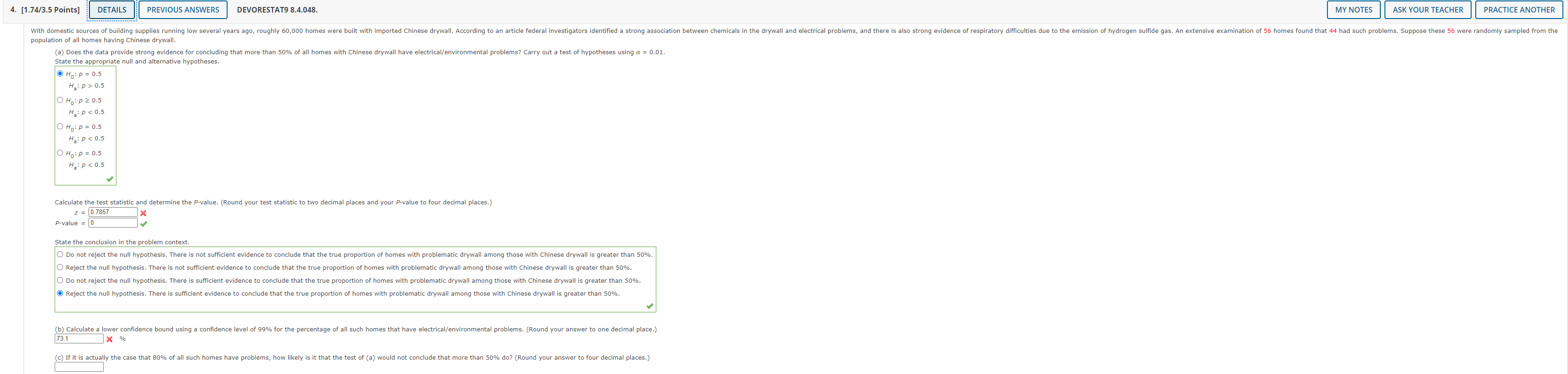 4 1 74 3 5 Points Details Previous Answers Devorestat9 8 4 048 My Notes Ask Your Teacher Practice Another With Domes 1