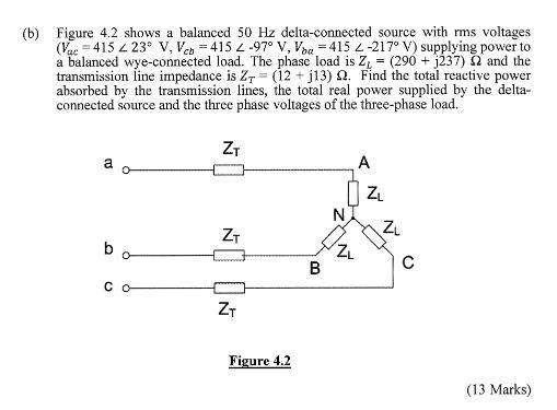 B Figure 4 2 Shows A Balanced 50 Hz Delta Connected Source With Rms Voltages Vae 415 2 239 V Vcd 415 2 97 V Vba 1