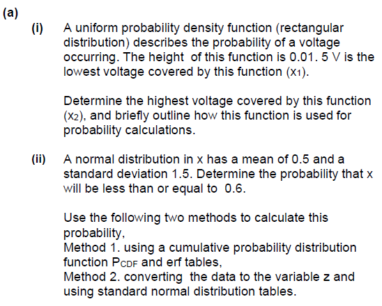A 0 A Uniform Probability Density Function Rectangular Distribution Describes The Probability Of A Voltage Occurri 1