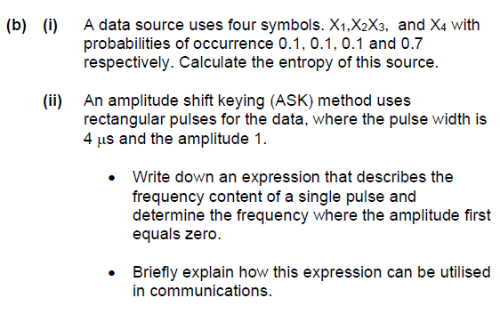 B I A Data Source Uses Four Symbols X1 X2x3 And X4 With Probabilities Of Occurrence 0 1 0 1 0 1 And 0 7 Respecti 1