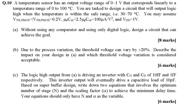 Q 10 A Temperature Sensor Has An Output Voltage Range Of 0 1 V That Corresponds Linearly To A Temperature Range Of 0 To 1
