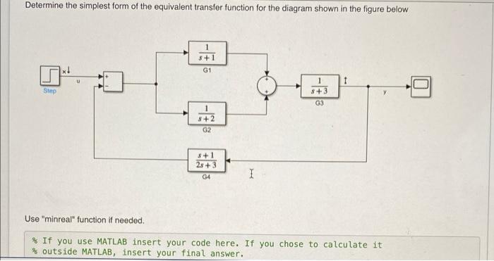 Determine The Simplest Form Of The Equivalent Transfer Function For The Diagram Shown In The Figure Below 1 3 1 G1 1 Ste 1