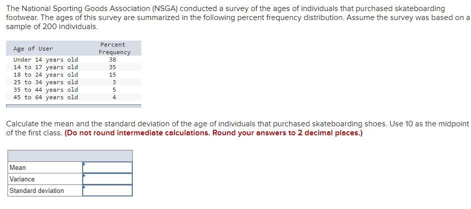 The National Sporting Goods Association Nsga Conducted A Survey Of The Ages Of Individuals That Purchased Skateboardin 1
