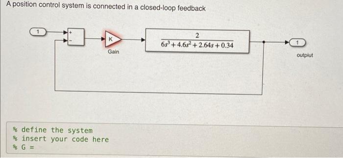 A Position Control System Is Connected In A Closed Loop Feedback 2 65 4 6x2 2 645 0 34 Gain Output Define The Sy 1