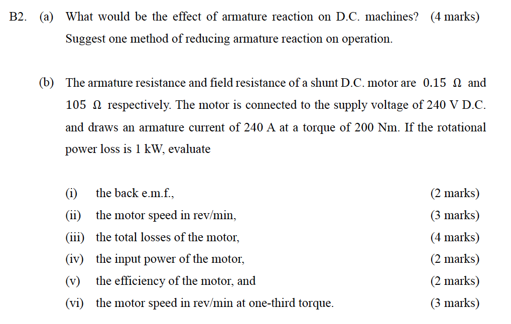 B2 Marks A What Would Be The Effect Of Armature Reaction On D C Machines Suggest One Method Of Reducing Armature R 1