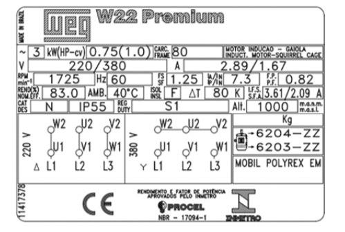 Identification Plate Of An Induction Motor The Inverter Is A Weg Cfw 08 A How Should The Connection Between The Motor 1