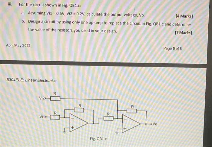 I Fig Qb1 A Shows A Non Inverting Amplifier The Circuit Is To Be Designed For An Input Resistance Of 10kn And Output 2