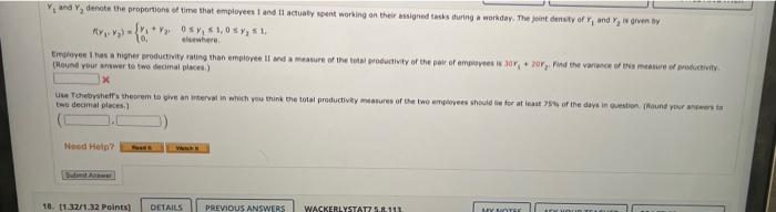 Y And Y Denote The Proportions Of Time That Employees And I Actually Spent Working On Their Assigned Tasks During A Wor 1