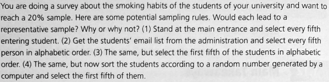 You Are Doing A Survey About The Smoking Habits Of The Students Of Your University And Want To Reach A 20 Sample Here 1