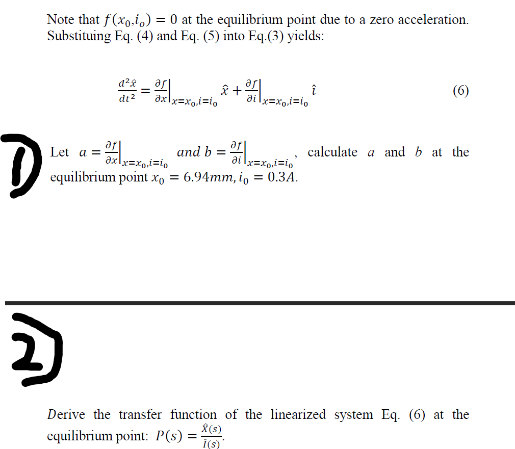 Note That F X0 1 0 At The Equilibrium Point Due To A Zero Acceleration Substituing Eq 4 And Eq 5 Into Eq 3 1