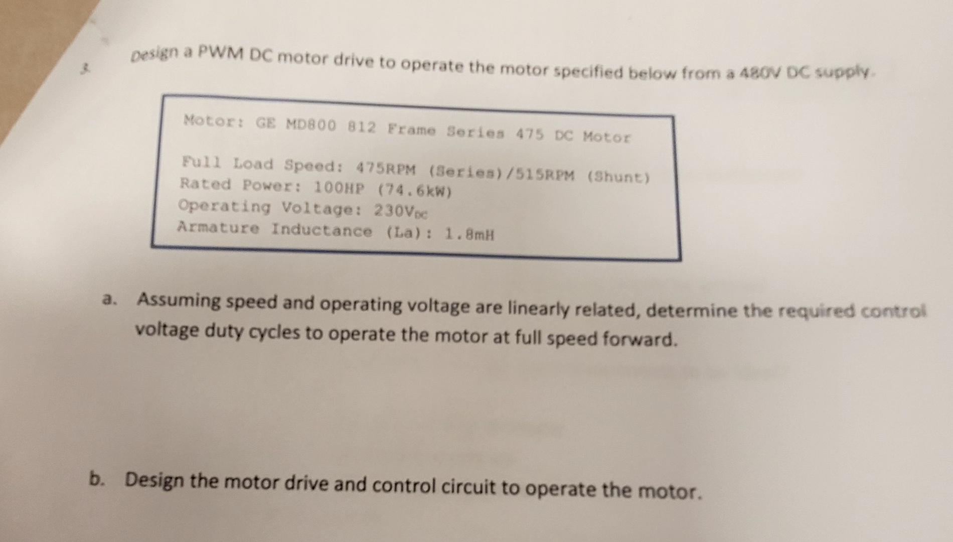 Using A Switching Frequency Of 10khz Provide A Detailed Sketch Of The Voltage Across The Motor Using A Switching Fre 3