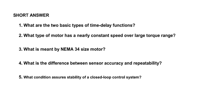 Short Answer 1 What Are The Two Basic Types Of Time Delay Functions 2 What Type Of Motor Has A Nearly Constant Speed 1