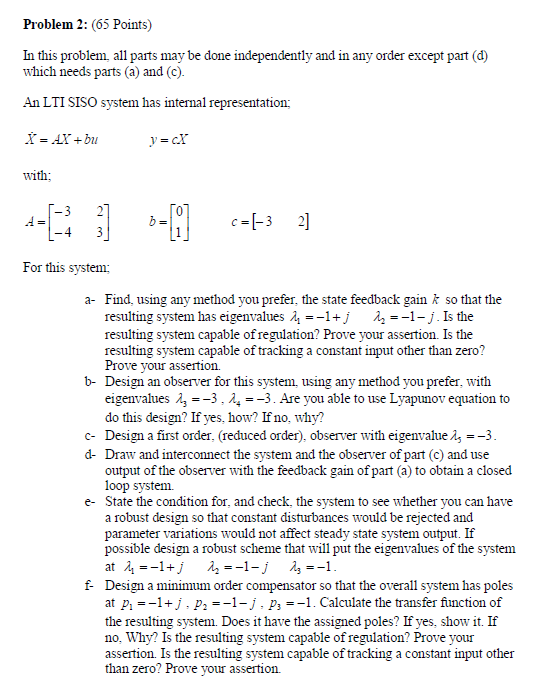 Problem 2 65 Points In This Problem All Parts May Be Done Independently And In Any Order Except Part D Which Needs 1