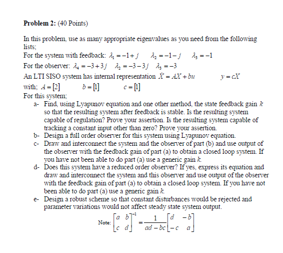 Problem 2 40 Points In This Problem Use As Many Appropriate Eigenvalues As You Need From The Following Lists For Th 1