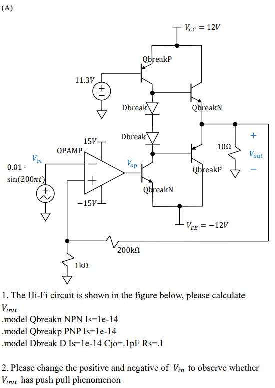 A Vcc 12v Qbreakp 11 3v Dbreak Qbreakn Dbreak 15v Opamp 1012 Vout Vop Vin 0 01 Sin 2007 Qbreakp Qbreakn 15 1